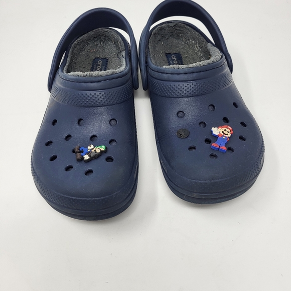Crocs Classic Lined Clog-K Blue Size J2 - Picture 3 of 8
